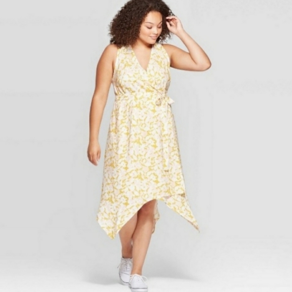 Ava & Viv Yellow Floral Sleeveless Dress